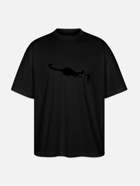 Cat retro uh mouse retro - Stanley/Stella Oversized Unisex Organic T-shirt Blaster 2.0 - black