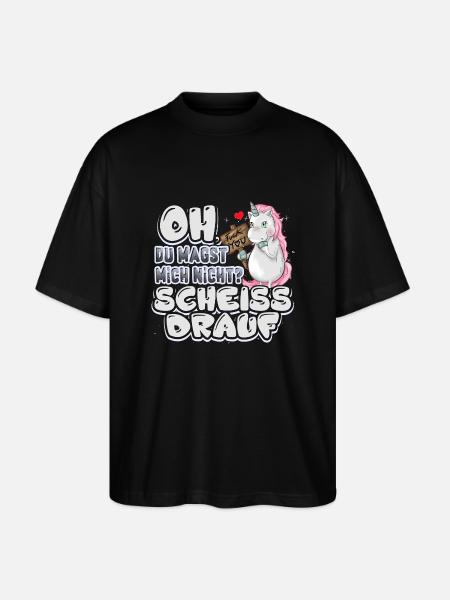 Einhorn - scheiß drauf - Stanley/Stella Oversized Unisex Bio T-Shirt Blaster 2.0 - Schwarz
