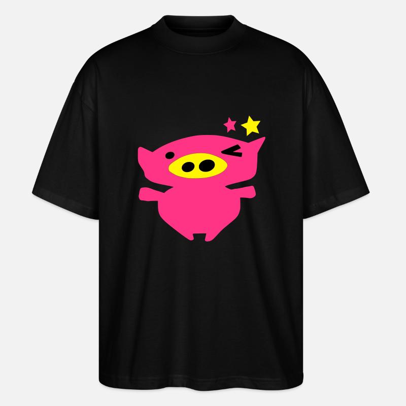 cute_pink_piggy_face_vec10_c3 - T-shirt bio Blaster 2.0 coupe oversize Stanley/Stella Unisexe - noir