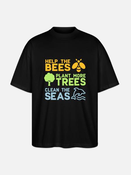 Hjälp bin att plantera fler träd | Skogsträdnatur - Ekologisk Oversized T-shirt Unisex Stanley/Stella Blaster 2.0 - svart