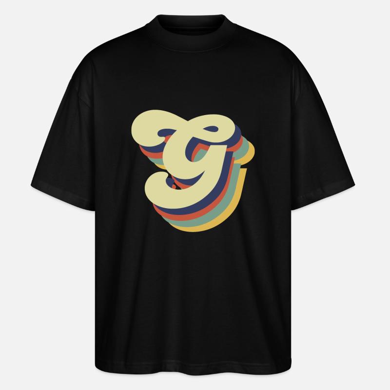 Lettre g rétro - T-shirt bio Blaster 2.0 coupe oversize Stanley/Stella Unisexe - noir