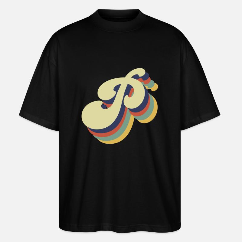 Retro-Buchstabe P - Stanley/Stella Oversized Unisex Bio T-Shirt Blaster 2.0 - Schwarz