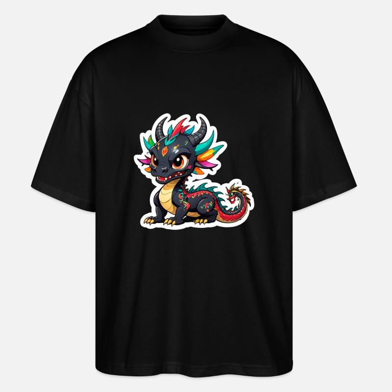 Entzückender chinesischer Drache - Stanley/Stella Oversized Unisex Bio T-Shirt Blaster 2.0 - Schwarz