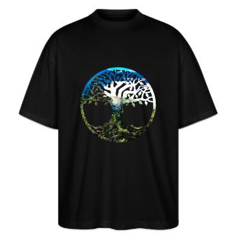 BaumdesLebensZillertal - Stanley/Stella Oversized Unisex Bio T-Shirt Blaster 2.0 - Schwarz - Vorne - Alina (178cm) & Michal (187cm)
