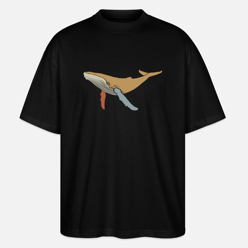Wal - Buckelwal - Retro - Geschenk - Stanley/Stella Oversized Unisex Bio T-Shirt Blaster 2.0 - Schwarz