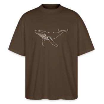 Wal - Buckelwal - Meeressäuger - Geschenk - Stanley/Stella Oversized Unisex Bio T-Shirt Blaster 2.0 - Dunkelbraun - Vorne - Alina (178cm) & Michal (187cm)