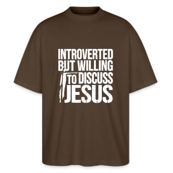 La foi pour les introvertis - T-shirt bio Blaster 2.0 coupe oversize Stanley/Stella Unisexe - marron foncé - Devant - Alina (178cm) & Michal (187cm)