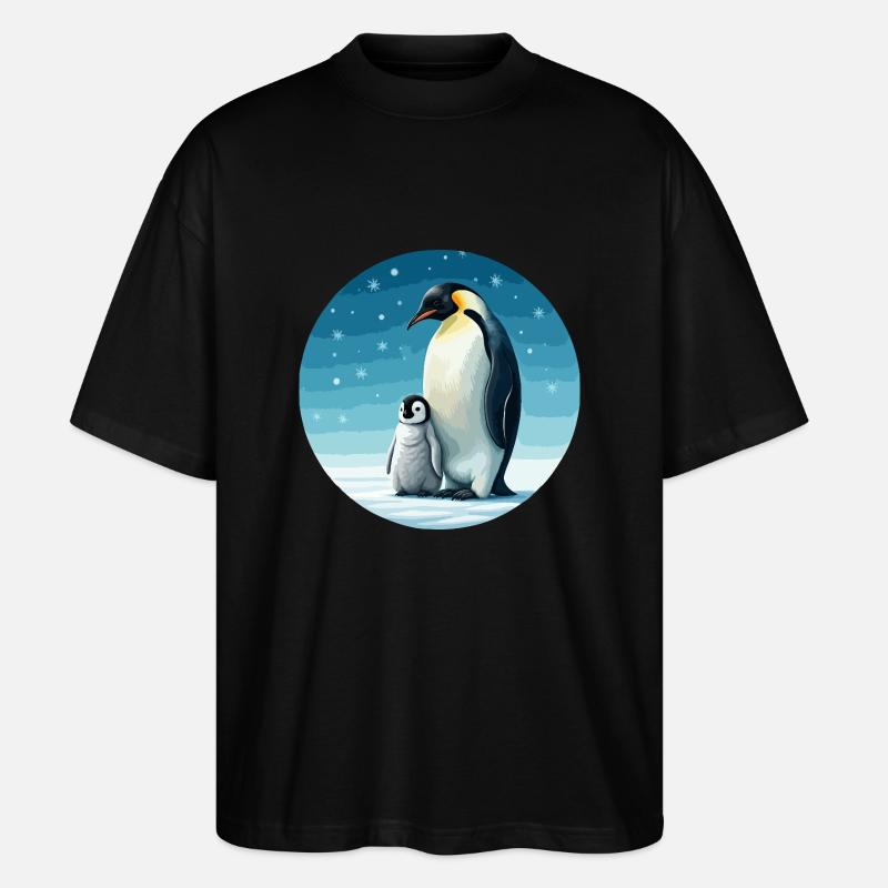 Kaiserpinguin mit Kind - Stanley/Stella Oversized Unisex Bio T-Shirt Blaster 2.0 - Schwarz