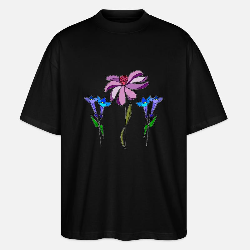 Blumen - Stanley/Stella Oversized Unisex Bio T-Shirt Blaster 2.0 - Schwarz