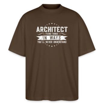 Architecte Collègues Cadeau Profession Dire Drôle - T-shirt bio Blaster 2.0 coupe oversize Stanley/Stella Unisexe - marron foncé - Devant - Alina (178cm) & Michal (187cm)