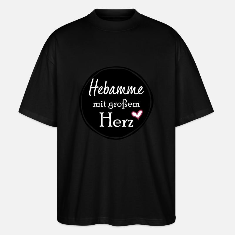Hebamme mit großem Herz - Stanley/Stella Oversized Unisex Bio T-Shirt Blaster 2.0 - Schwarz