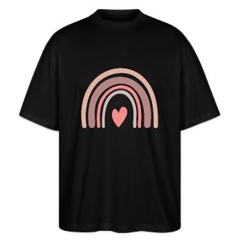 Regnbue - Stanley/Stella Blaster 2.0 Økologisk Oversized Unisex T-skjorte - svart - Foran - Alina (178cm) & Michal (187cm)