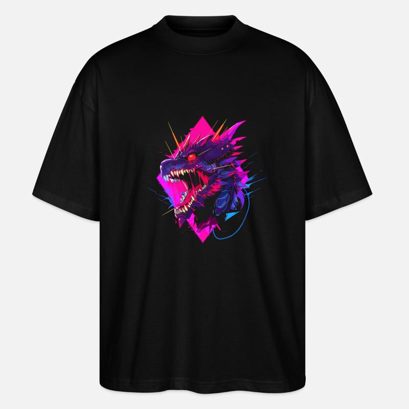 Synthwave Dragon - Stanley/Stella Oversized Unisex Organic T-shirt Blaster 2.0 - black