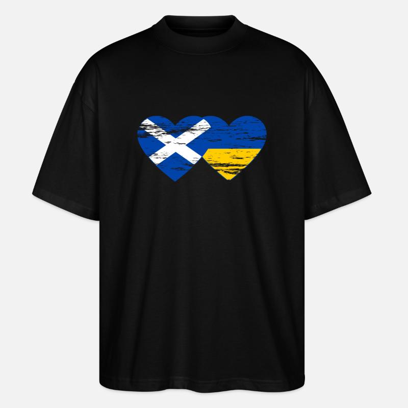 Ecosse Ukraine drapeau coeur utilisé - T-shirt bio Blaster 2.0 coupe oversize Stanley/Stella Unisexe - noir
