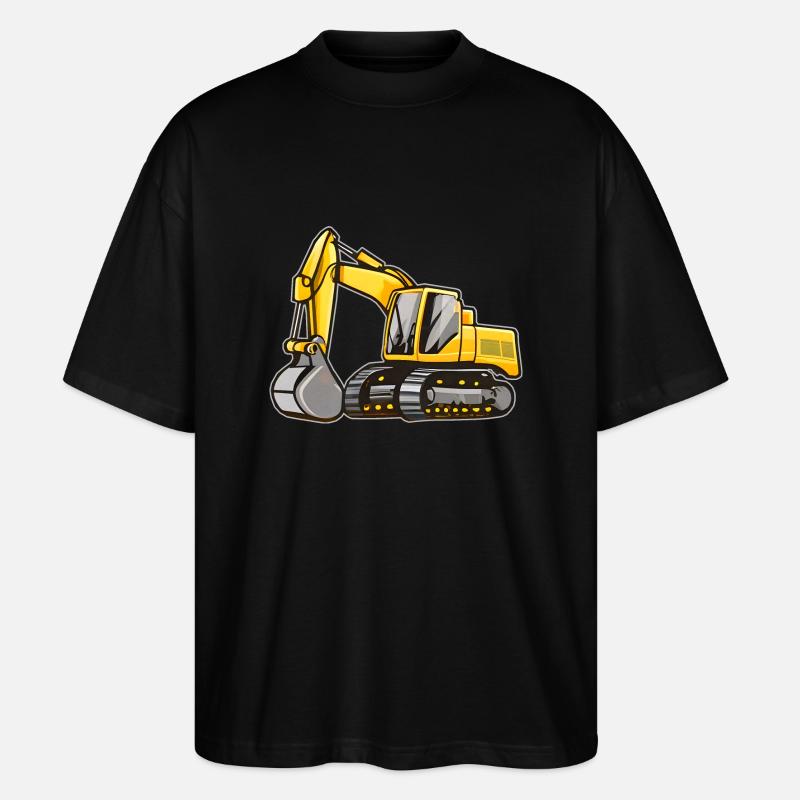 Gelber Bagger - Stanley/Stella Oversized Unisex Bio T-Shirt Blaster 2.0 - Schwarz