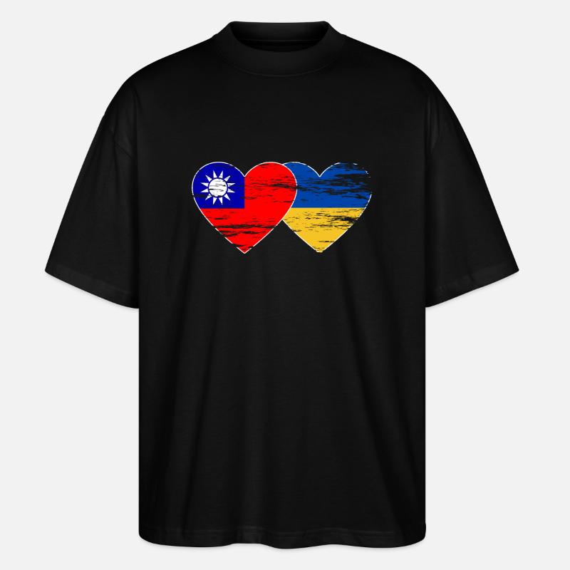 Taïwan Ukraine Drapeau utilisé - T-shirt bio Blaster 2.0 coupe oversize Stanley/Stella Unisexe - noir