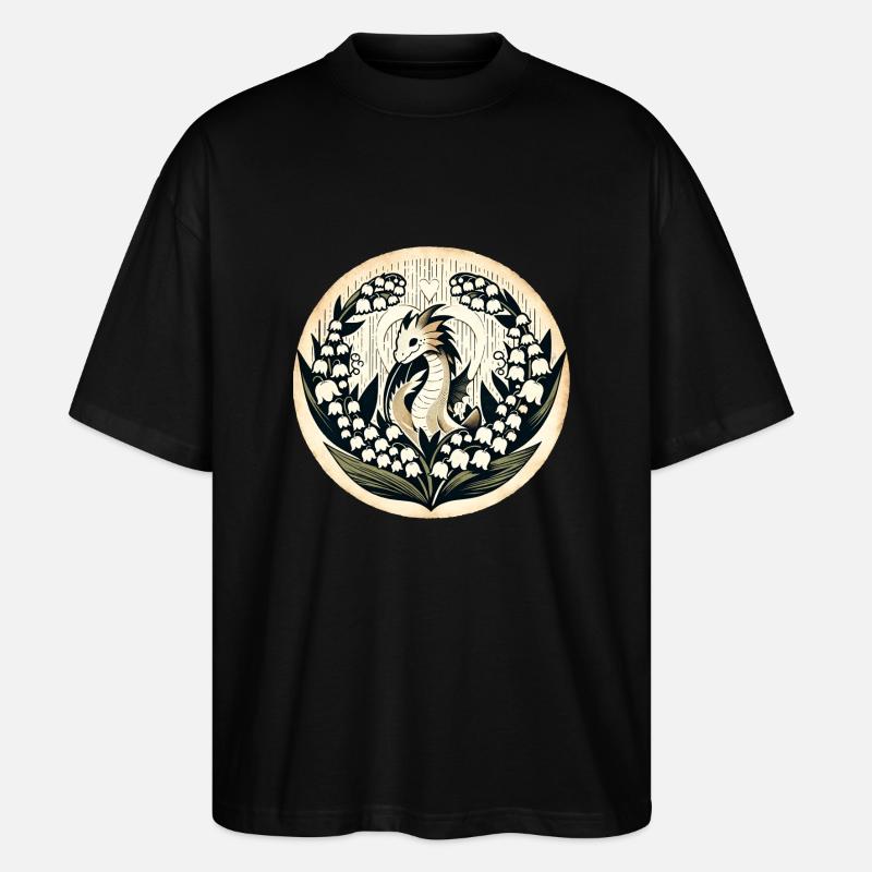 Maiglöckchen-Drache - Stanley/Stella Oversized Unisex Bio T-Shirt Blaster 2.0 - Schwarz