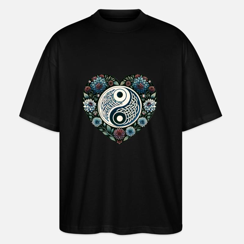Yin Yang Floral - T-shirt bio Blaster 2.0 coupe oversize Stanley/Stella Unisexe - noir