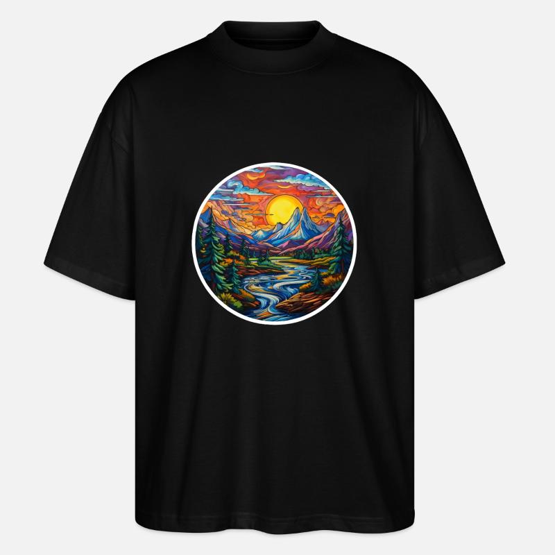 Bergpanorama - Stanley/Stella Oversized Unisex Bio T-Shirt Blaster 2.0 - Schwarz