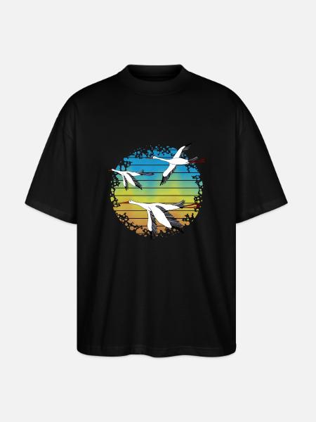 Störche - Stanley/Stella Oversized Unisex Bio T-Shirt Blaster 2.0 - Schwarz