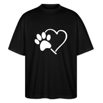 pfote herz - Stanley/Stella Oversized Unisex Bio T-Shirt Blaster 2.0 - Schwarz - Vorne - Alina (178cm) & Michal (187cm)