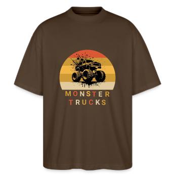 Monster Truck - Stanley/Stella Oversized Unisex Organic T-shirt Blaster 2.0 - mocha - Front - Alina (178cm) & Michal (187cm)