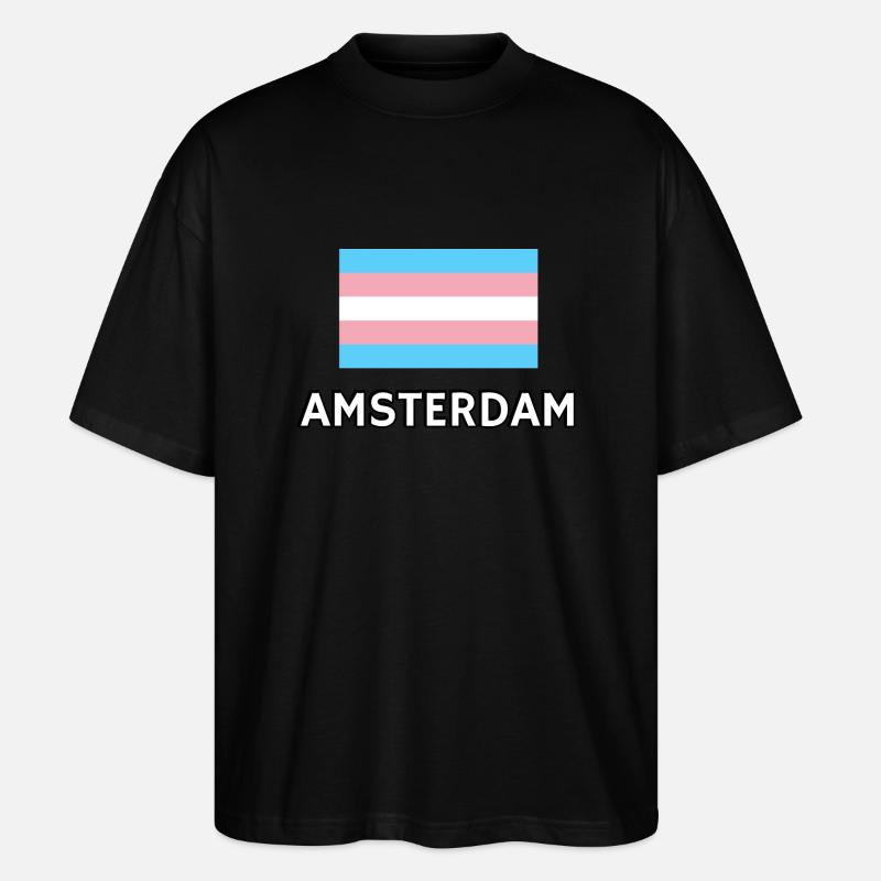 Trans Pride Flagge Amsterdam - Stanley/Stella Oversized Unisex Bio T-Shirt Blaster 2.0 - Schwarz