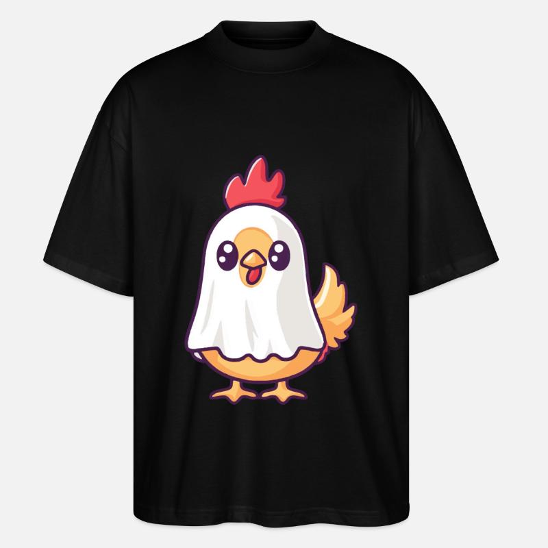 Rooster Halloween Comic Ghost - Stanley/Stella Oversized Unisex Organic T-shirt Blaster 2.0 - black