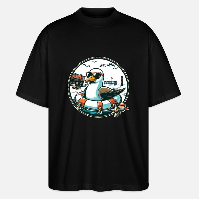 Möwe im Rettungsring - Stanley/Stella Oversized Unisex Bio T-Shirt Blaster 2.0 - Schwarz