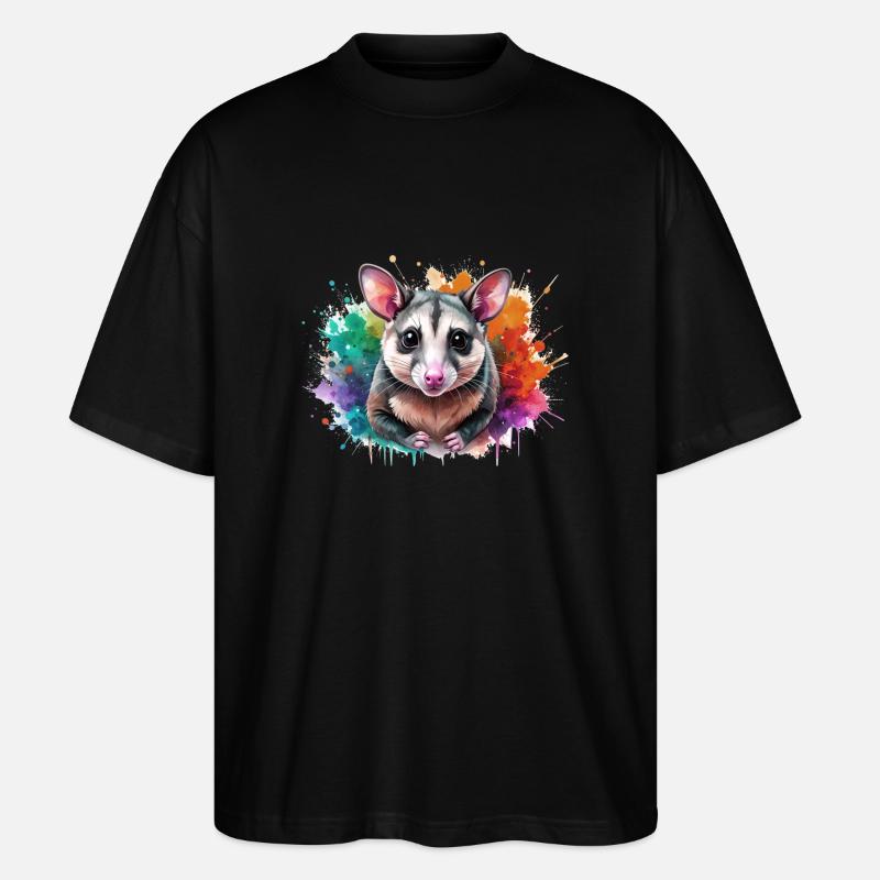 opossum,maus,graffiti,illustration,bunt - Stanley/Stella Oversized Unisex Bio T-Shirt Blaster 2.0 - Schwarz