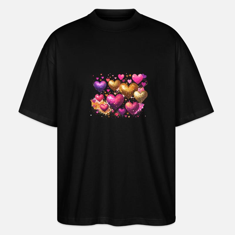 herzen,gold,pink,graffiti,herz - Stanley/Stella Oversized Unisex Bio T-Shirt Blaster 2.0 - Schwarz