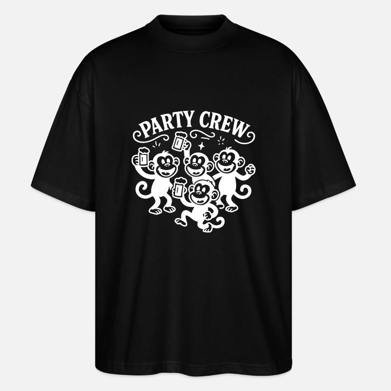 Party Crew Monkey Beer - Stanley/Stella Oversized Unisex Organic T-shirt Blaster 2.0 - black