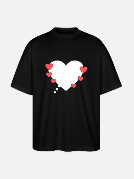 Denkblase mit Herzen - Stanley/Stella Oversized Unisex Bio T-Shirt Blaster 2.0 - Schwarz
