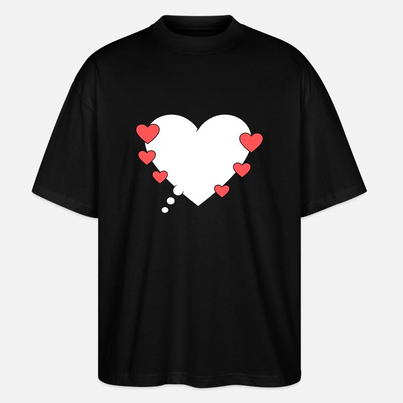 Thought bubble with hearts - Stanley/Stella Oversized Unisex Organic T-shirt Blaster 2.0 - black