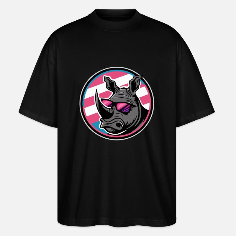 Rhino Cool Comic - Stanley/Stella Oversized Unisex Organic T-shirt Blaster 2.0 - black