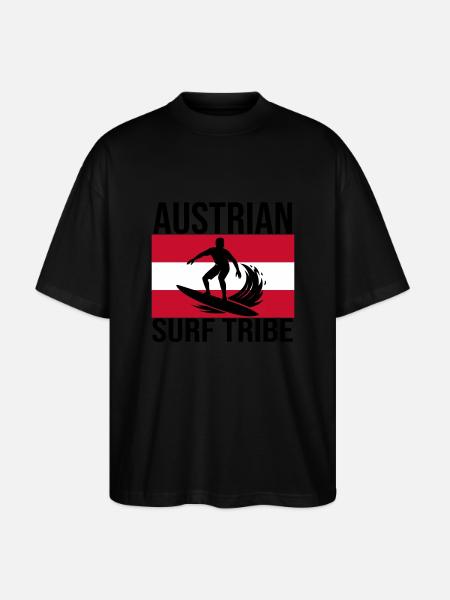 Austrian Surf Tribe Surf Shirt - Stanley/Stella Oversized Unisex Organic T-shirt Blaster 2.0 - black