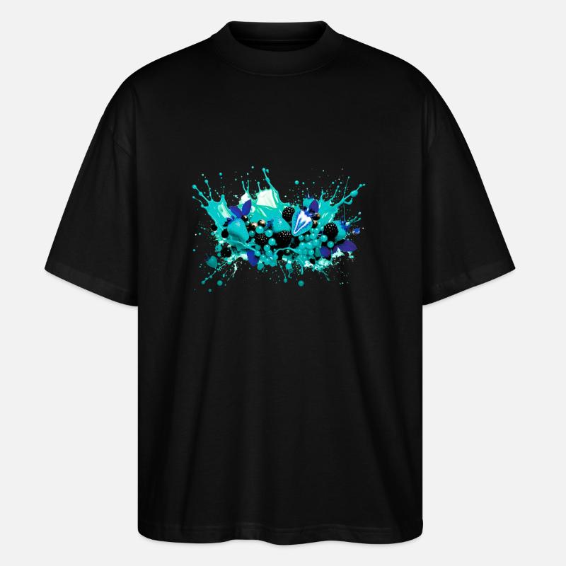 Obst,illustration,graffiti,Früchte,blaue Erdbeeren - Stanley/Stella Oversized Unisex Bio T-Shirt Blaster 2.0 - Schwarz