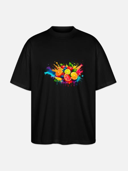 Fruit, illustration, graffiti ,Fruits - Stanley/Stella Oversized Unisex Organic T-shirt Blaster 2.0 - black