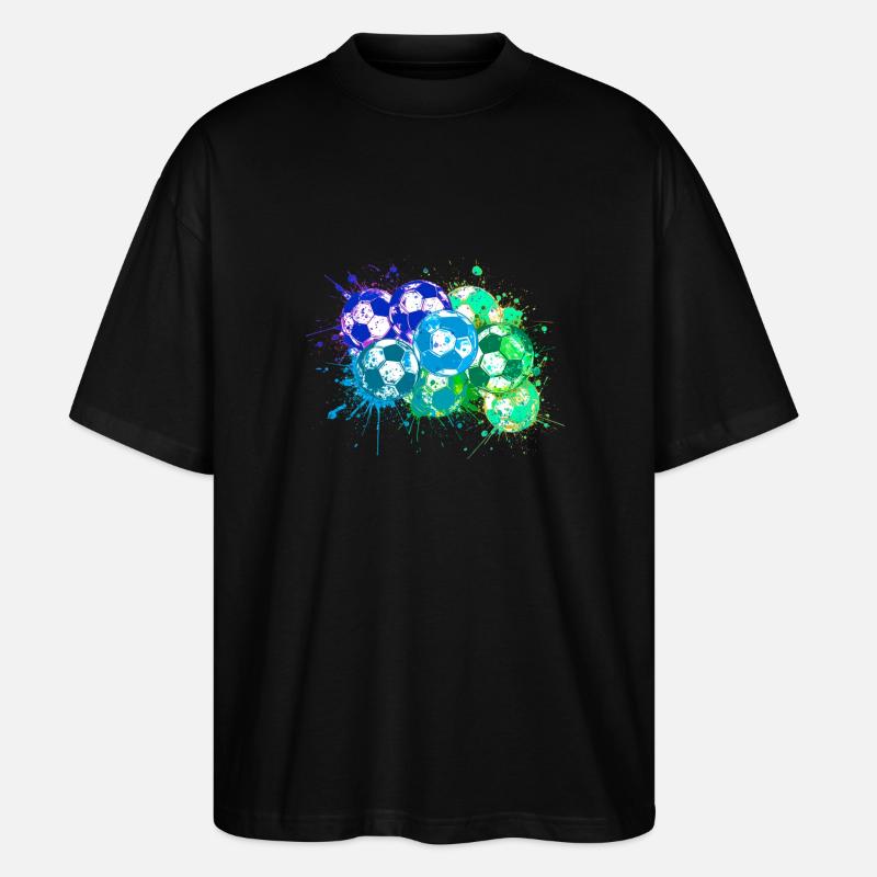 Fußball,Bälle,bunt,Graffiti,Malerei, illustration - Stanley/Stella Oversized Unisex Bio T-Shirt Blaster 2.0 - Schwarz