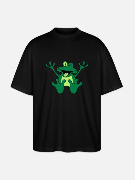 Funny Sitting Comic Frog - Stanley/Stella Oversized Unisex Organic T-shirt Blaster 2.0 - black