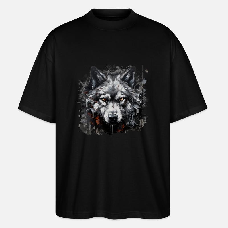Einzelgänger. Urbaner Jäger im Graffiti-Stil. - Stanley/Stella Oversized Unisex Bio T-Shirt Blaster 2.0 - Schwarz