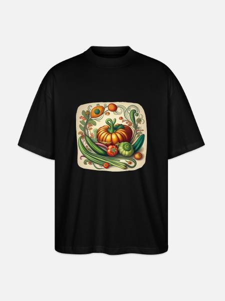 Art nouveau vegetables composition - Stanley/Stella Oversized Unisex Organic T-shirt Blaster 2.0 - black