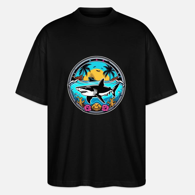 Shark & Sunset - Stanley/Stella Oversized Unisex Organic T-shirt Blaster 2.0 - black