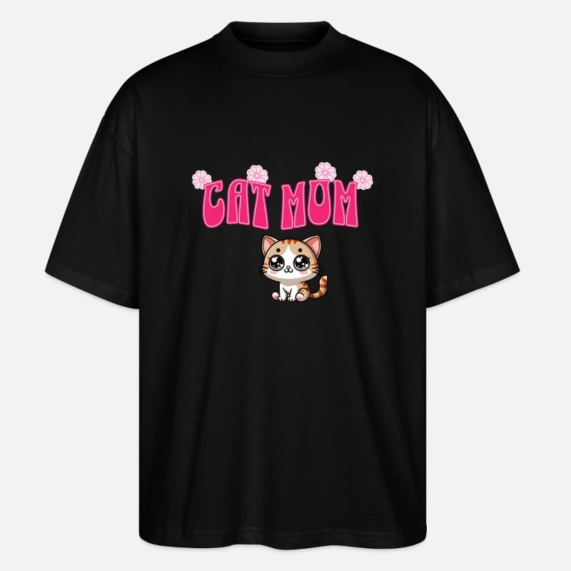 Katzen Mama - Stanley/Stella Oversized Unisex Bio T-Shirt Blaster 2.0 - Schwarz