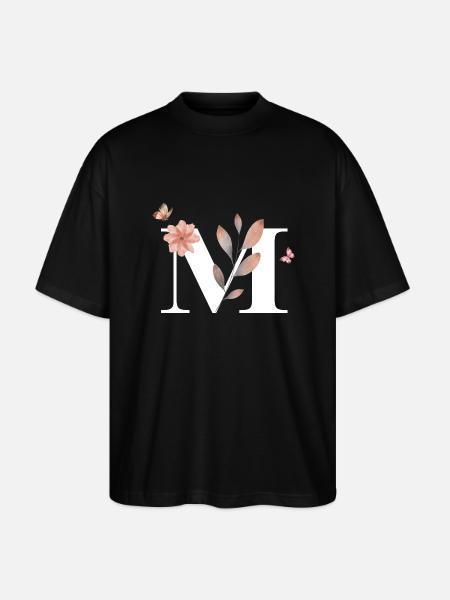 Buchstabe M Wildblumen Aquarelle - Stanley/Stella Oversized Unisex Bio T-Shirt Blaster 2.0 - Schwarz