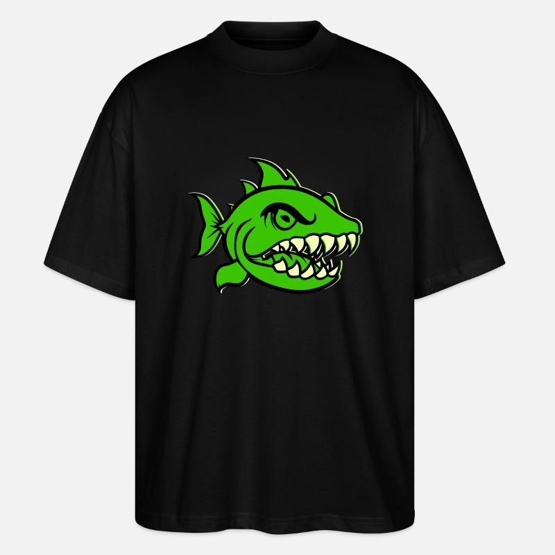 piranha comic fish - Stanley/Stella Oversized Unisex Bio T-Shirt Blaster 2.0 - Schwarz
