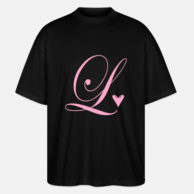 Monogram L Heart Vine - Stanley/Stella Oversized Unisex Organic T-shirt Blaster 2.0 - black
