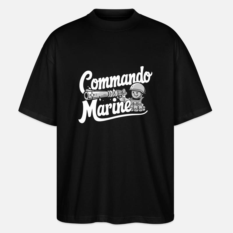 Commando Marine - T-shirt bio Blaster 2.0 coupe oversize Stanley/Stella Unisexe - noir