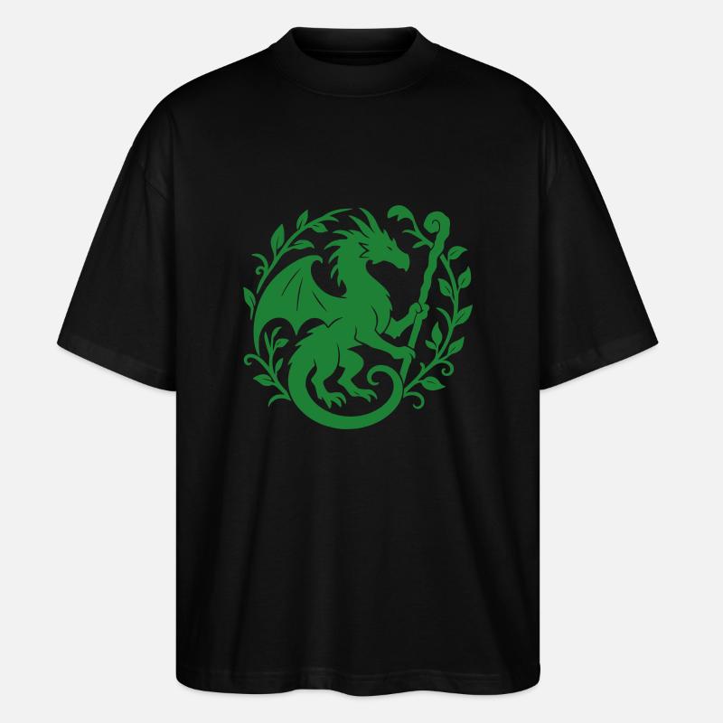 Druidendrache (hellgrün) - Stanley/Stella Oversized Unisex Bio T-Shirt Blaster 2.0 - Schwarz