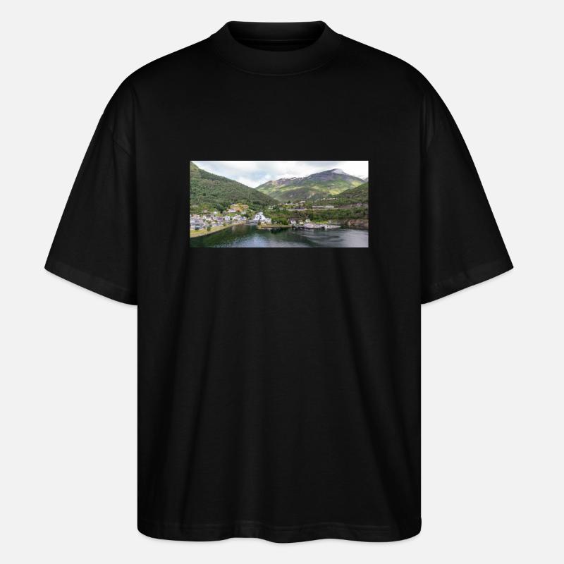 Hellesylt panorama vie - Stanley/Stella Oversized Unisex Bio T-Shirt Blaster 2.0 - Schwarz